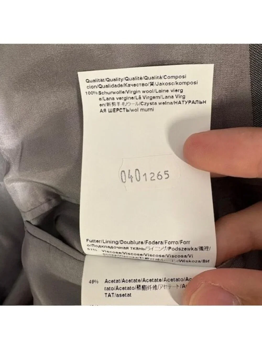Hugo Boss additional closure wool
